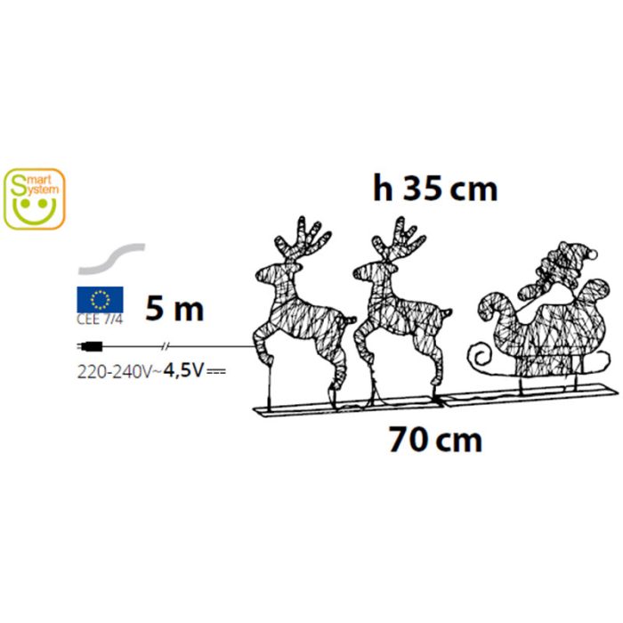 Babbo natale luminoso su slitta Diagramma