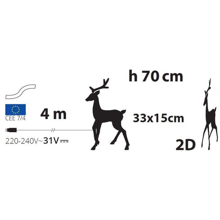 Renna di Natale luminosa H70 Diagramma