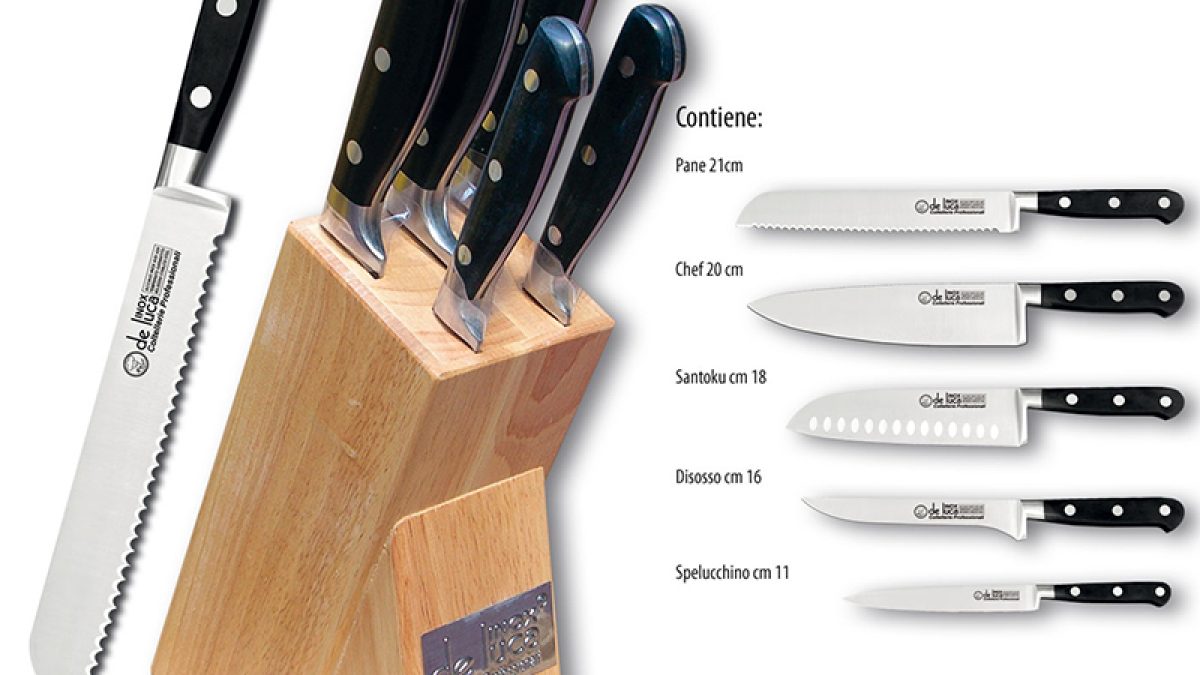 Ceppo 5 coltelli da Cucina manico NERO in ABS BLACK KNIVES 5 pezzi in  acciaio inox 18.10 lucido adatto all'uso in Lavastoviglie | Sambonet