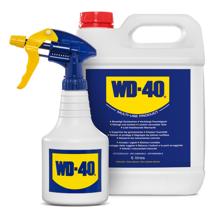 WD-40 Multifunzione Tanica 5 l e spray sfondo bianco